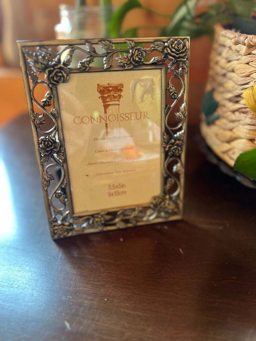Connoisseur Decorative Floral Rose Pattern Metal Photo Frame 3.5x5